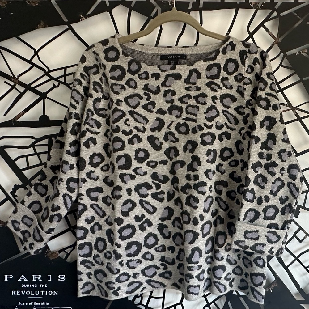 Tahari , cheetah print sweater size medium